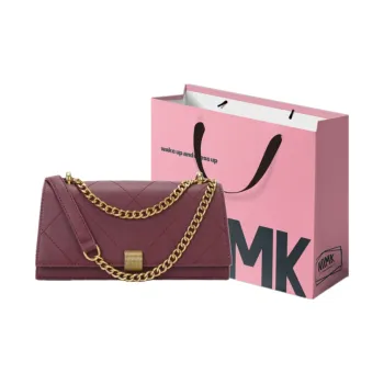 NOMK PU Baguette Bag Chain Small Square Bag Shoulder Bag Crossbody Bag Women's Green/Black/Burgundy