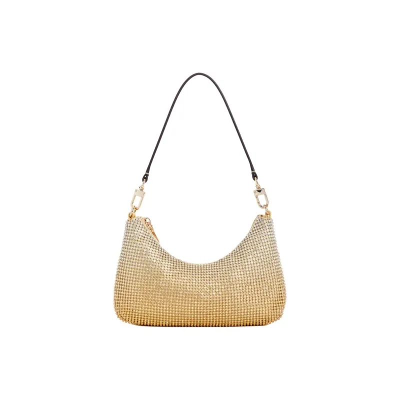 GUESS Artificial Leather Shoulder Bag Medium Size Women's Gold-2