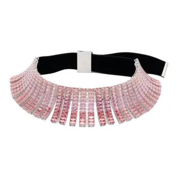 Swarovski Fabric, Brass, Swarovski Crystal Necklaces Women's Pink