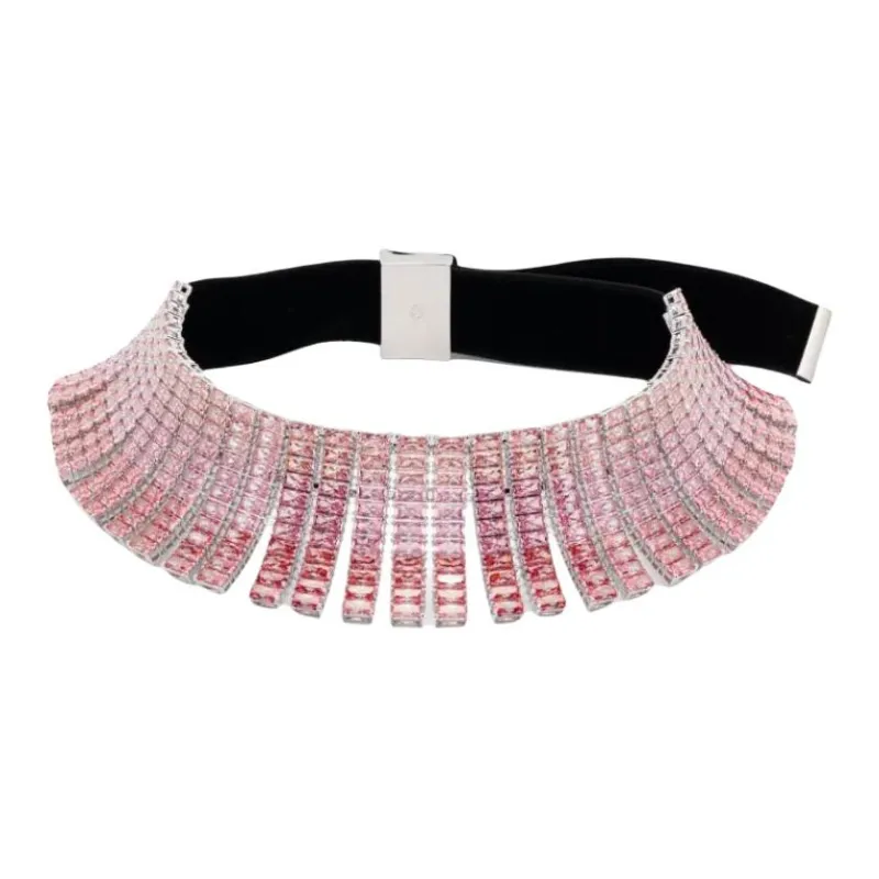 Swarovski Fabric, Brass, Swarovski Crystal Necklaces Women's Pink-0