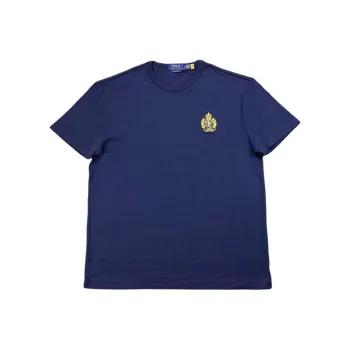 Polo Ralph Lauren Solid Color Logo Embroidered Crew Neck Short Sleeved T Shirt Men's Navy Blue