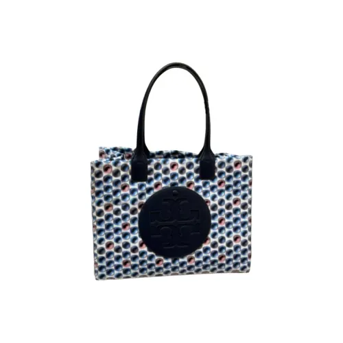 TORY BURCH Ella Recycled Polyester Tote Bag, Shopping Bag, Handbag Small Size Women's Blue