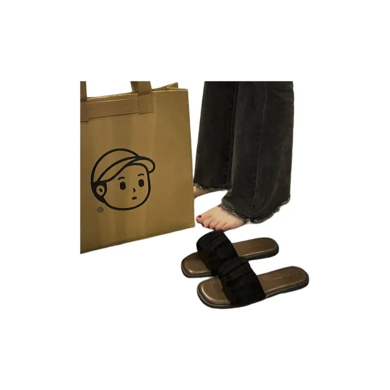 Qiao Anju Slippers Brown, Black Ecru-6