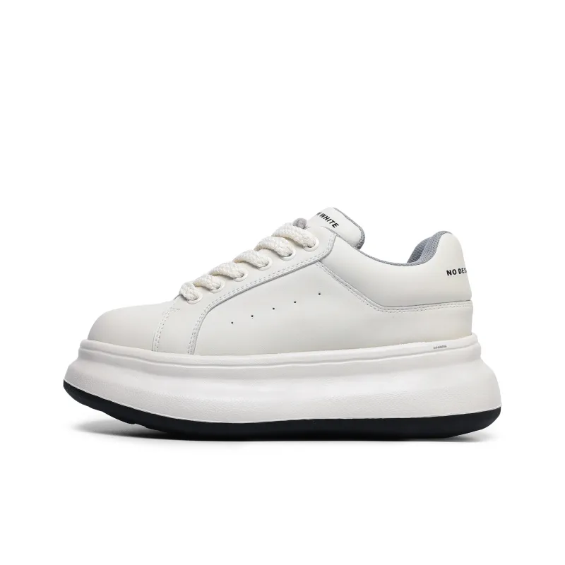 Hong Kong Meng Slip Resistant Waterproof Abrasion Resistant Height Increasing Low Top Skateboard Shoes Unisex White-0