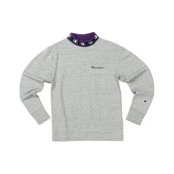Champion Stand Collar Loose Fit Regular Long Sleeved Sweatshirt Unisex Light Gray
