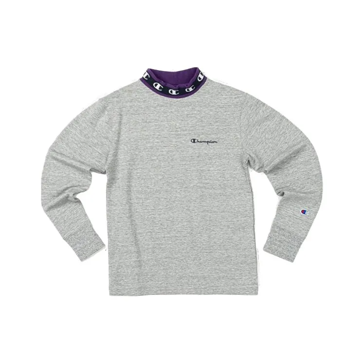 Champion Stand Collar Loose Fit Regular Long Sleeved Sweatshirt Unisex Light Gray-0