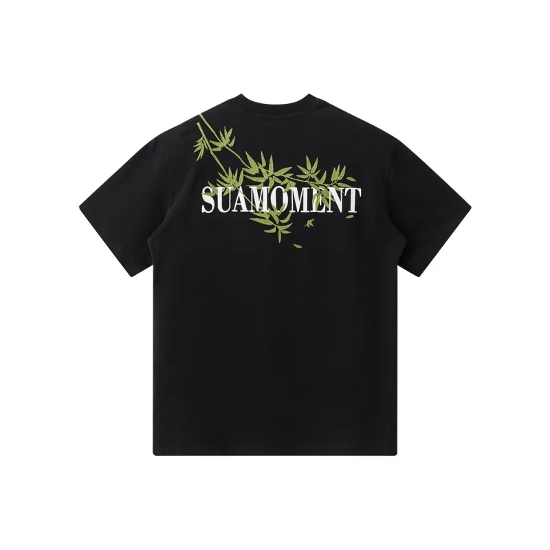 Suamoment Short Sleeved Chinese Style Casual Loose Fit T Shirt Top Unisex-2