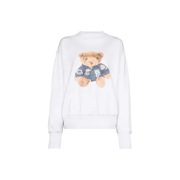 WE11DONE Denim Jacket Teddy print Sweatshirt