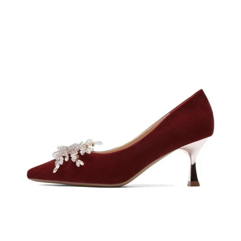 DAPHNE Wedding Shoes Collection Slim Heel High Heels 6cm Women's Red-1