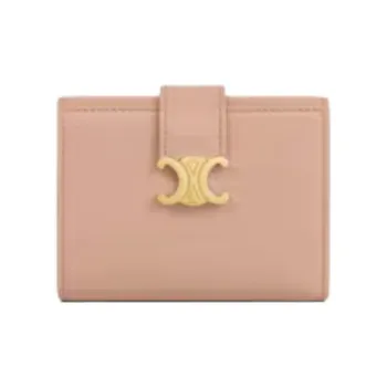 CELINE Cow Leather Wallet Women's Pink