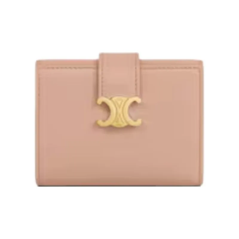 CELINE Cow Leather Wallet Women's Pink-0