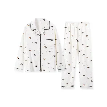 WANANNI Pajama Set Women's Apricot White