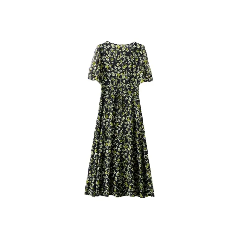 PIERRE CARDIN Short Sleeved Dresses Women's Green Floral-1