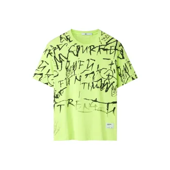 HLA Short Sleeved T Shirts Men's Neon Green Pattern 59