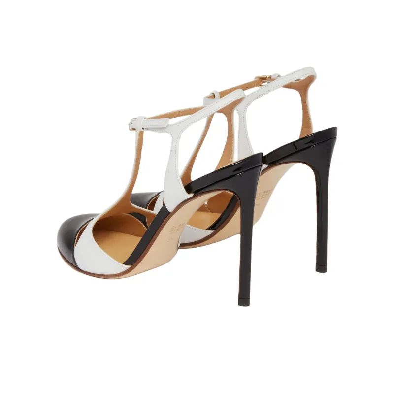 FRANCESCO RUSSO R1P926 Slim Heel High Heels 11cm Women's Black White-3