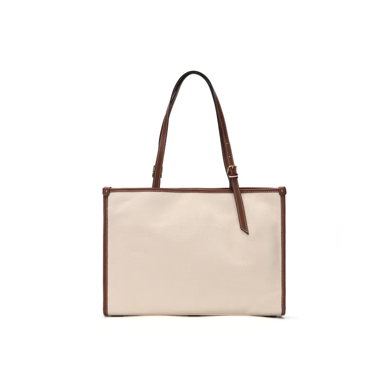 BALLY Canvas Tote Bag, Shopping Bag, Canvas Bag, Shoulder Bag, Handbag Women's Beige-3