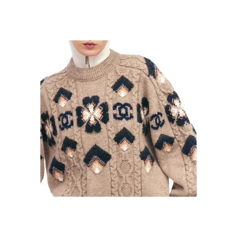 CHANEL NEIGE Ski Series 24 Fall And Winter Sweater Women's Beige-3