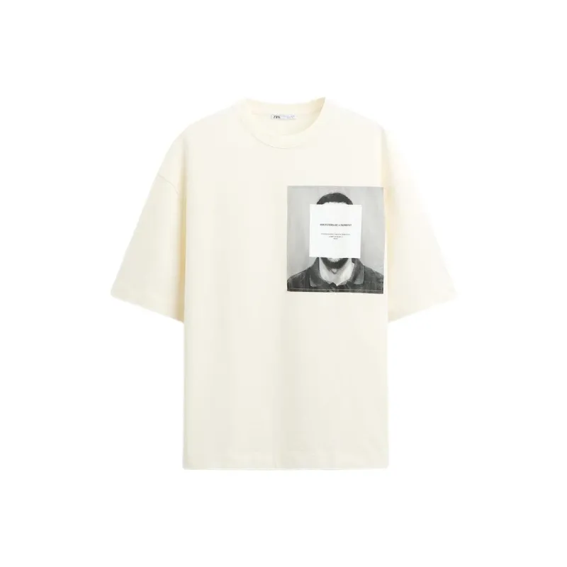 ZARA T Shirt Men's Frosted White-0