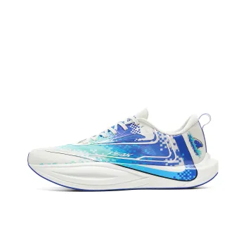 PEAK Cushioning, Slip Resistant, Rebound Low Top Running Shoes Men's Ivory Blue