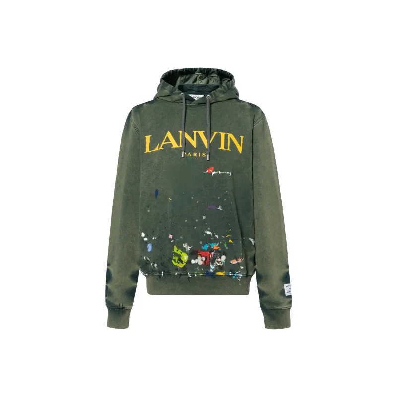 Lanvin X Gallery Dept. Logo Hoodie With A Worn Effect And Paint Marks-0