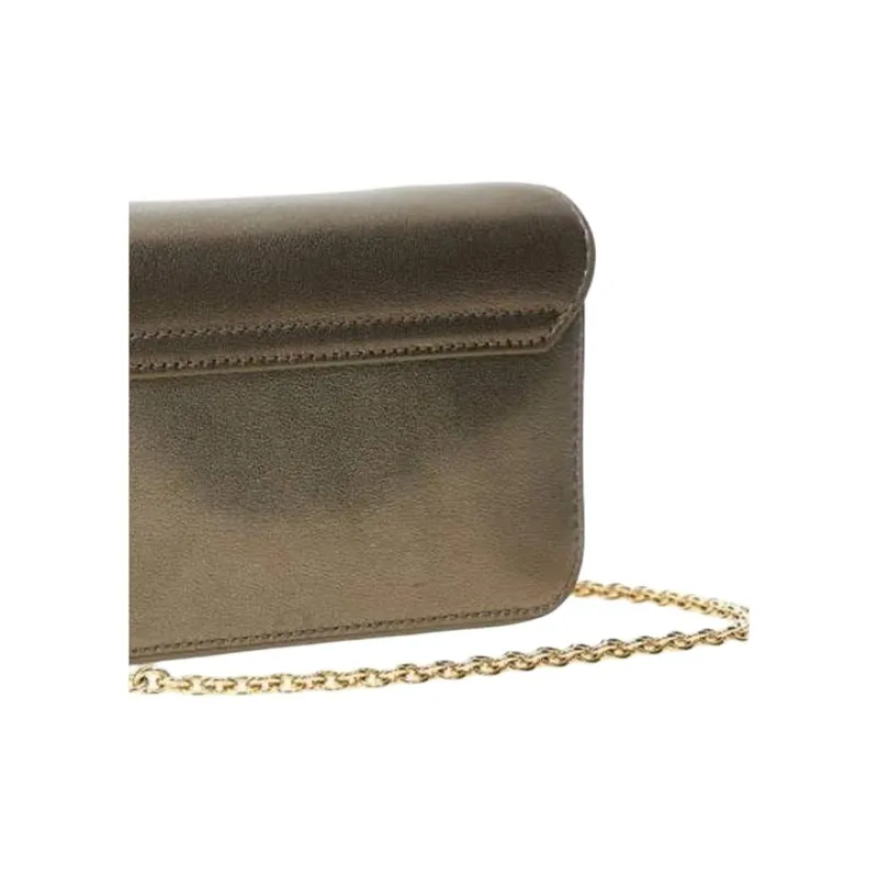 Furla Metropolis Collection Smooth Metal Calfskin Handheld Crossbody Bag Mini Women's Brown-4