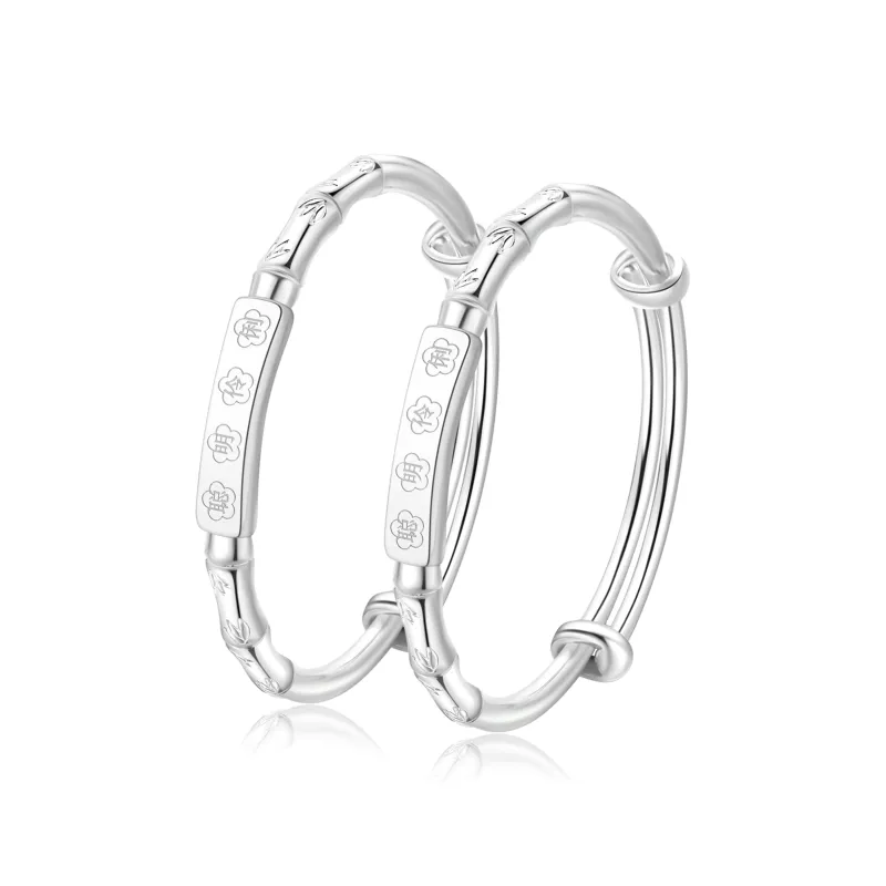 Lao Feng Xiang S999 Fine Silver Sterling Silver Bangle 1 Pair Kids'-0