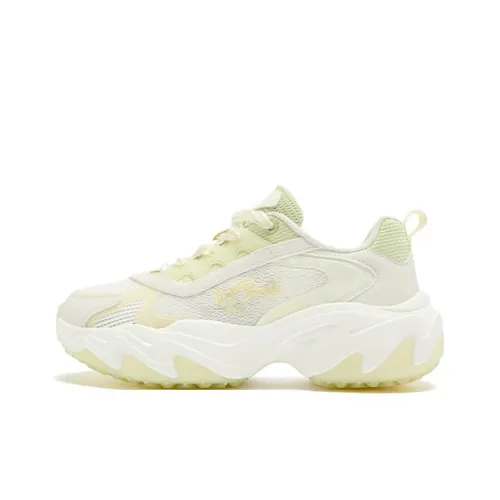 QIAODAN Spriggle Bunny V Durable Breathable Low Top Chunky Sneakers Women's White Green