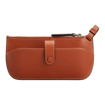 TOD'S Calfskin Eyeglass Pouch Trumpets Unisex Brown
