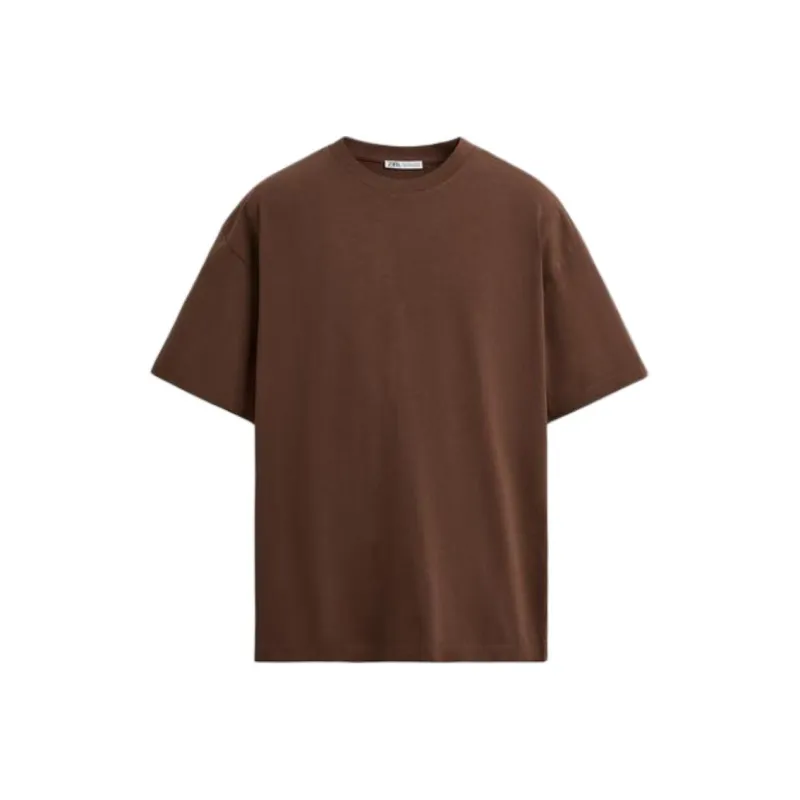 ZARA T Shirts Men Brown-0