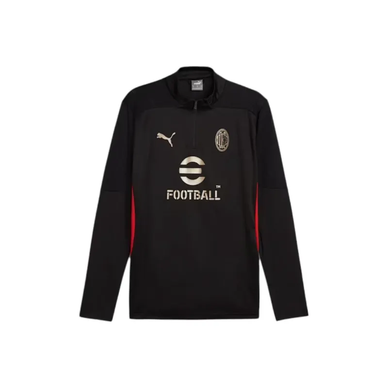 PUMA Ac Milan Training Quarter Zip Top T Shirt Men's Black-0