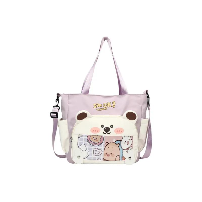 Deli Bear Oxford Shoulder Bag Women's Pink/Purple/Khaki/Saffron/Black-5