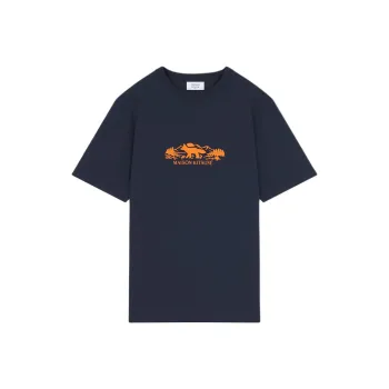 Maison Kitsune Logo Embroidered Crewneck T Shirt