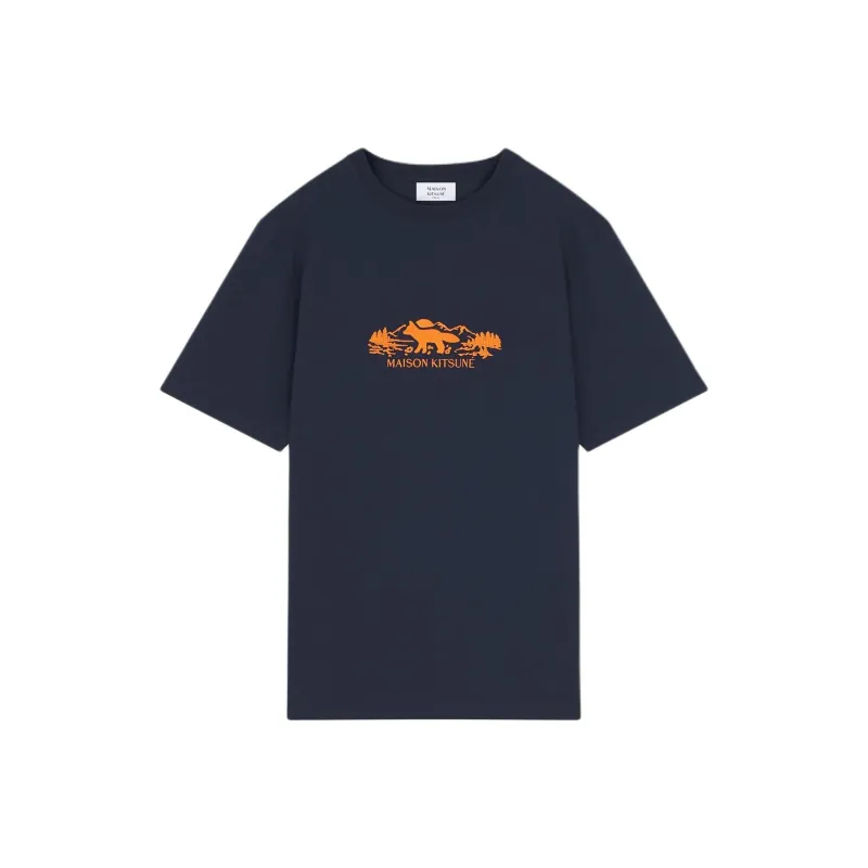Maison Kitsune Logo Embroidered Crewneck T Shirt-0