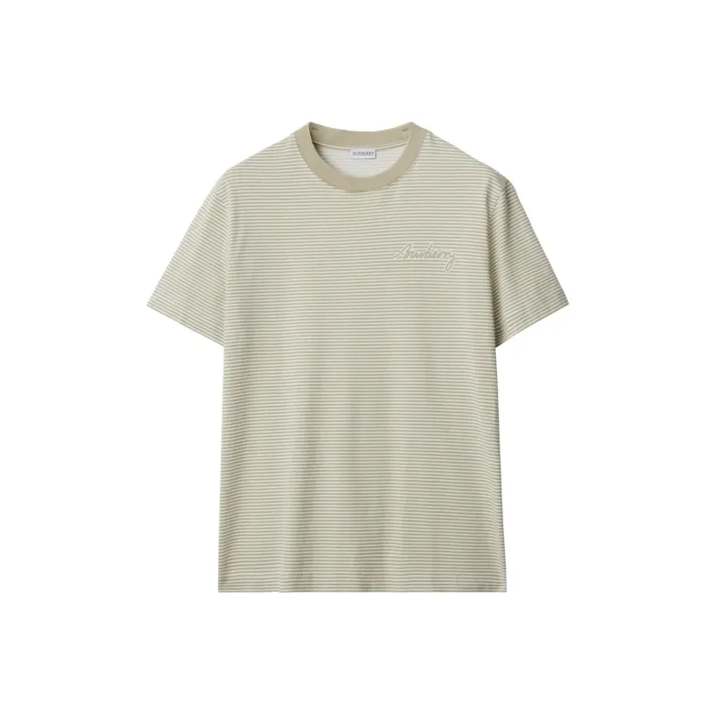 Burberry Logo Printed Striped Crewneck T Shirt-0
