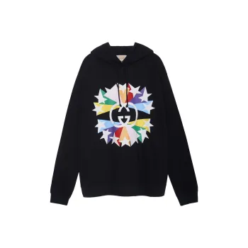 GUCCI Interlocking G Star Burst Print Cotton Sweatshirt