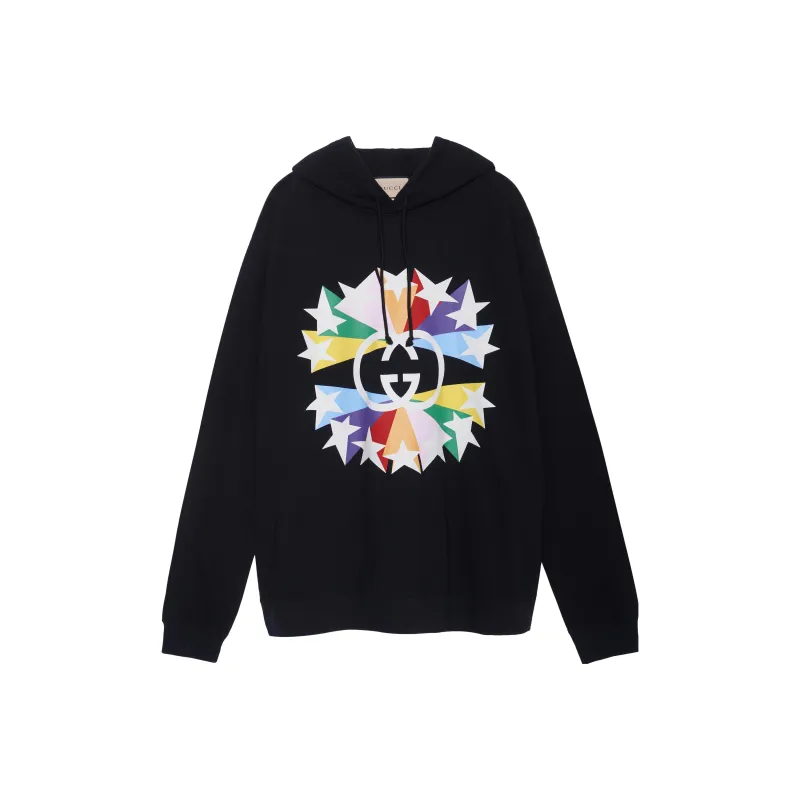GUCCI Interlocking G Star Burst Print Cotton Sweatshirt-0