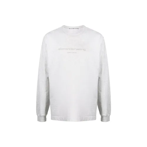 alexander wang Men Glitter-Effect Long Sleeve T-shirt Grey