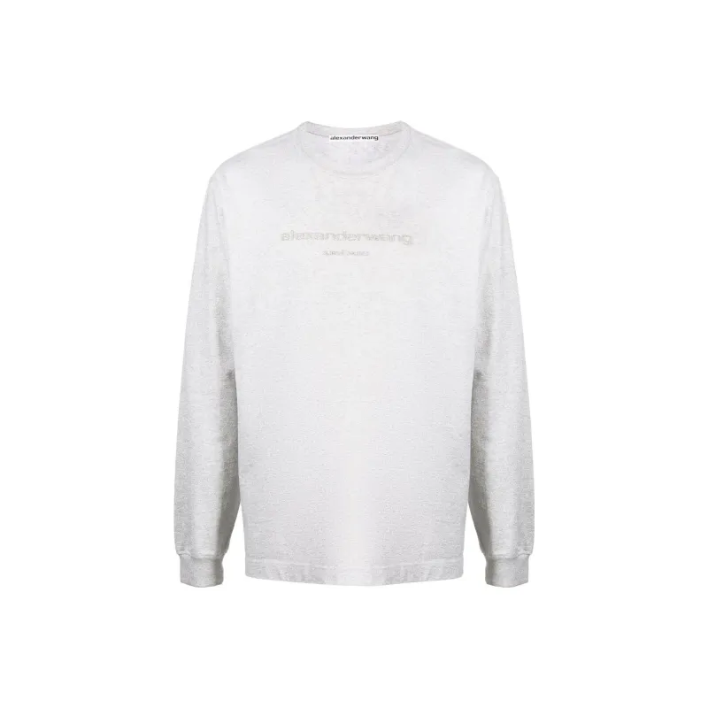 alexander wang Men Glitter-Effect Long Sleeve T-shirt Grey-0