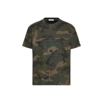 Valentino All Over Logo Patterned Crewneck T Shirt