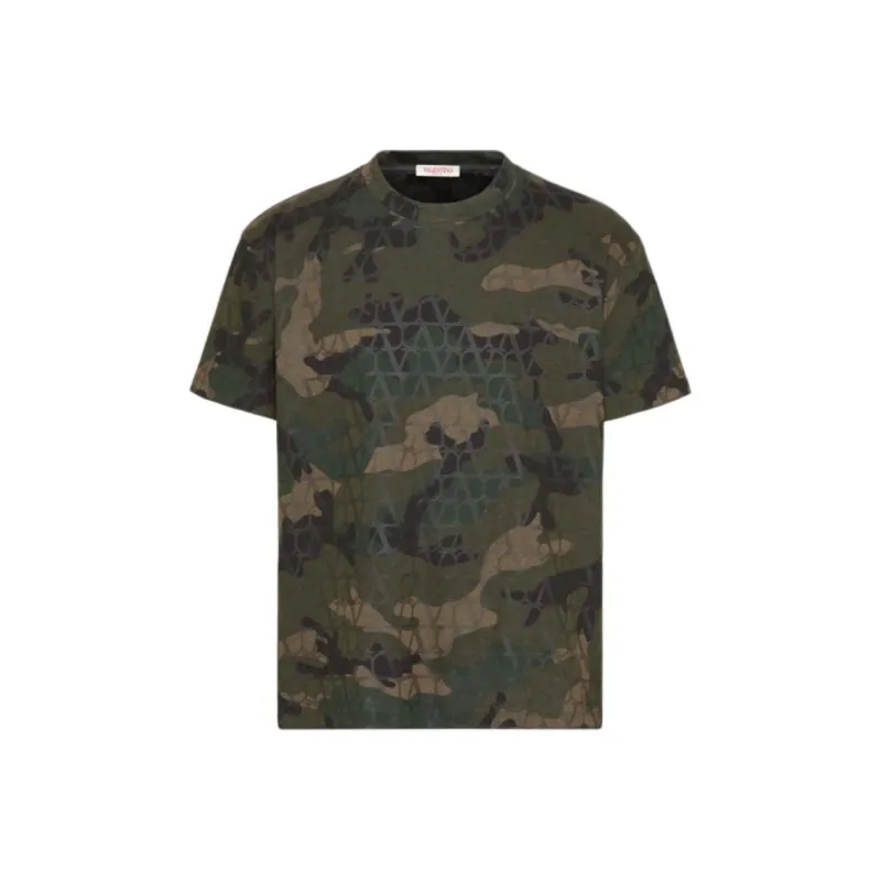 Valentino All Over Logo Patterned Crewneck T Shirt-0