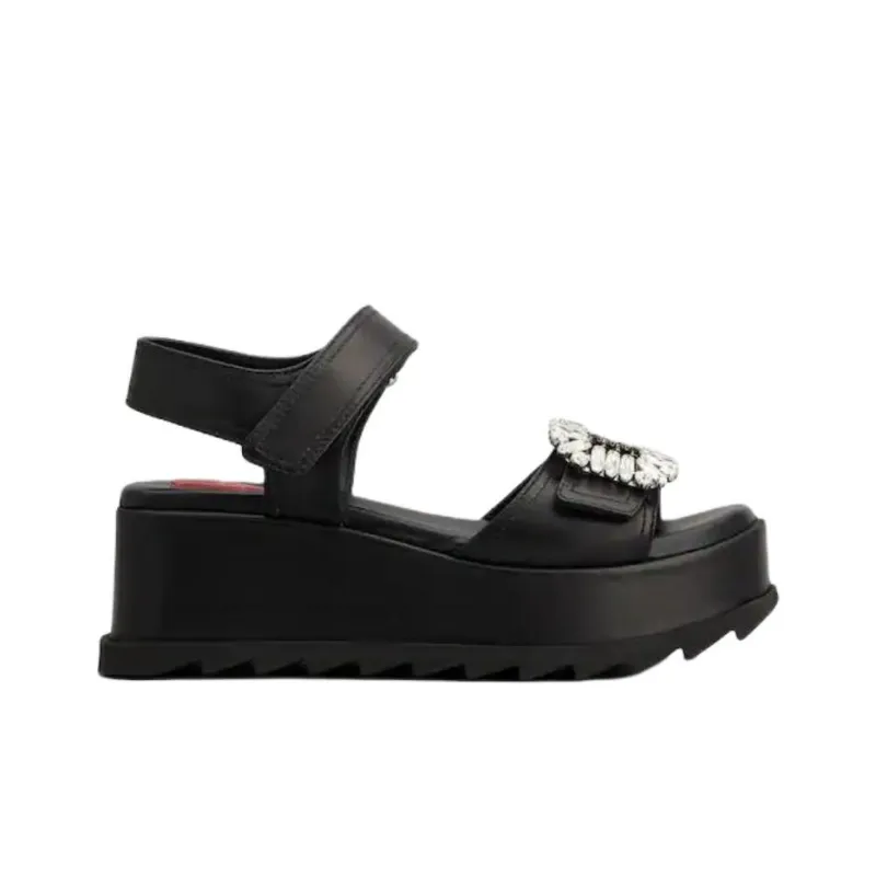 Roger Vivier Slidy Viv' One Strap Sandals Women's Black-1