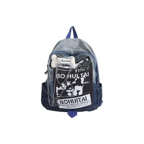 MINIPUDING Fabric Backpack Unisex Blue/Black