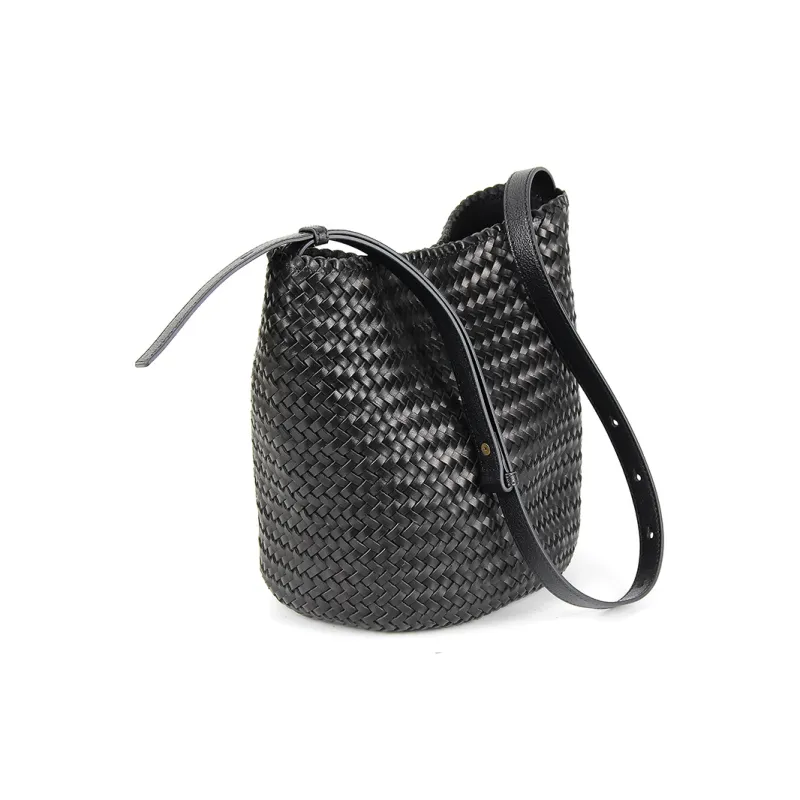 YOCAMU Top Grain Cow Leather Bucket Bag Large Size Women's Multicolor-3