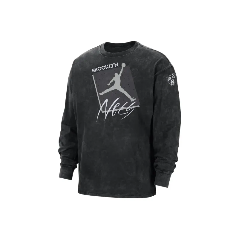 Nike Brooklyn Nets Courtside Statement Edition Men's Nike Max90 Nba Long-Sleeve T-Shirt-0