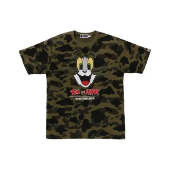 A BATHING APE Tom And Jerry Co branded Model T Shirt Unisex Green