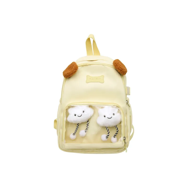 BUBM Nylon Backpack Regular Women's White/Black/Yellow/Blue-7