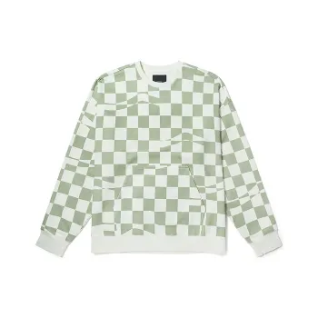 Vans Sweatshirts Men Light Green Checkerboard