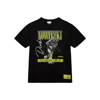 Mitchell & Ness x NBA Dirk NowitzkiDallas Mavericks Neon Pop Player T Shirt Men's Black