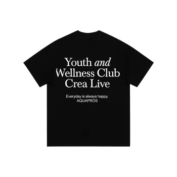 AQUAPROS T Shirt Unisex Black Basic 100% Cotton Minimalist Style