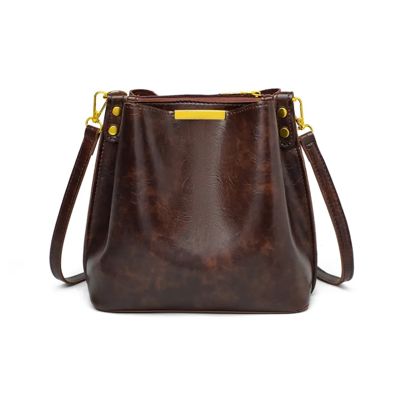 PT'SON Synthetic Leather Bucket Bag, Shoulder Bag Regular Women's Coffee-6